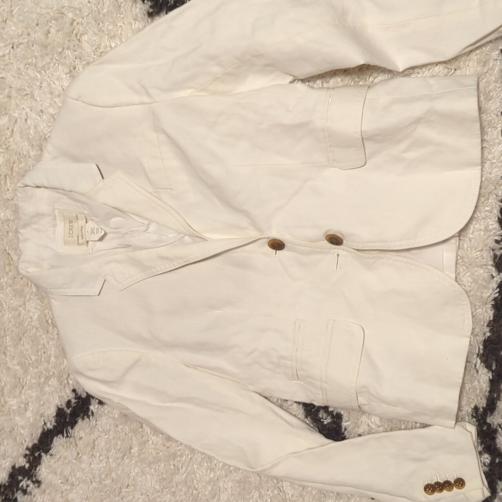 J Crew white linen jacket